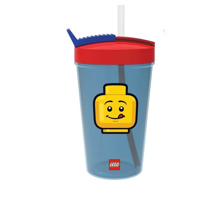 Drinkfles Iconic Classic met rietje 0.5 L. Blauw - LEGO