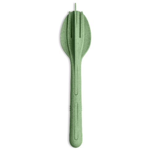 Reisbestek, Bestekset van 3 Stuks, Medium, Mes, Vork, Lepel, Natuur Blad Groen, Organic Bio-Circular - Koziol | Klikk