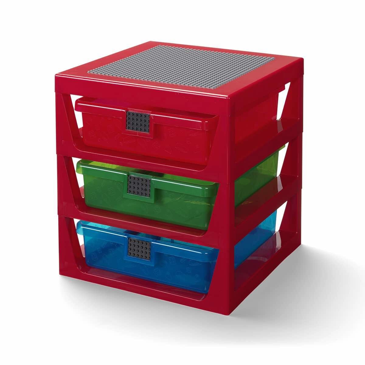 Opbergrek met 3 lades, Rood - LEGO