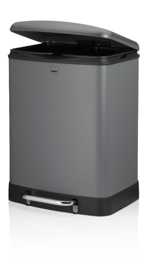 Afvalemmer, 2x 12 L, RVS, Grijs - Kela | Davino