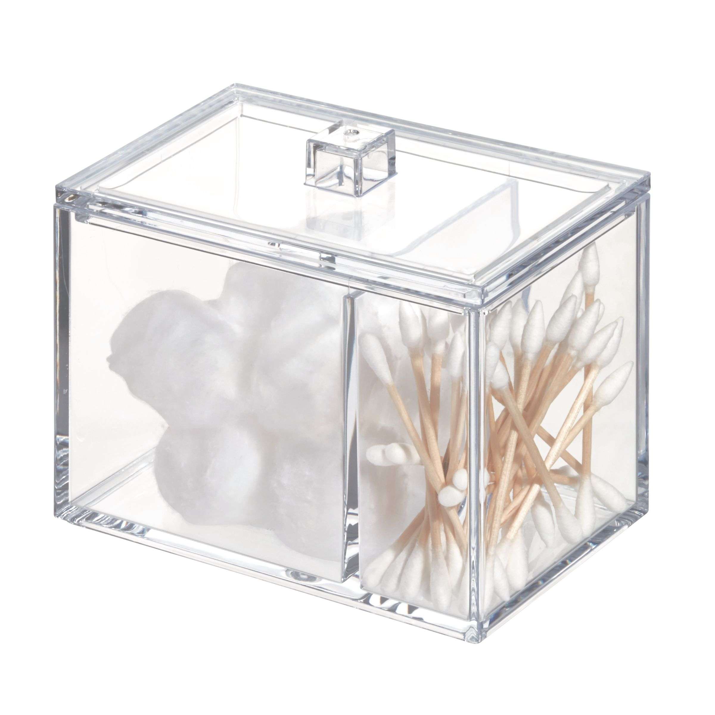 Wattenschijfjes -en Wattenstaafjes Houder, Organizer, 2 Vakken, Transparant, Kunststof - iDesign | Clarity