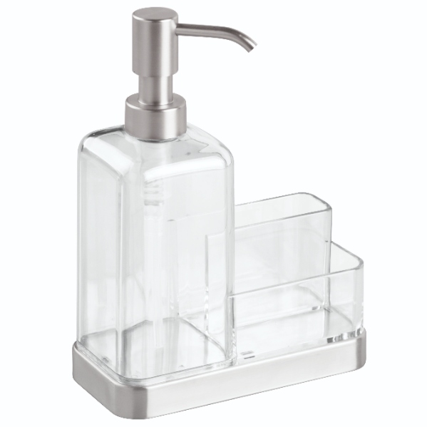Gootsteen Caddy met Zeepdispenser, RVS/Kunststof, Transparant - iDesign | Forma