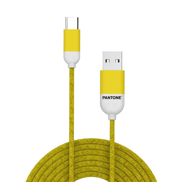 USB-Kabel Type-C, 1,5 meter, Geel - Rubber - Celly | Pantone