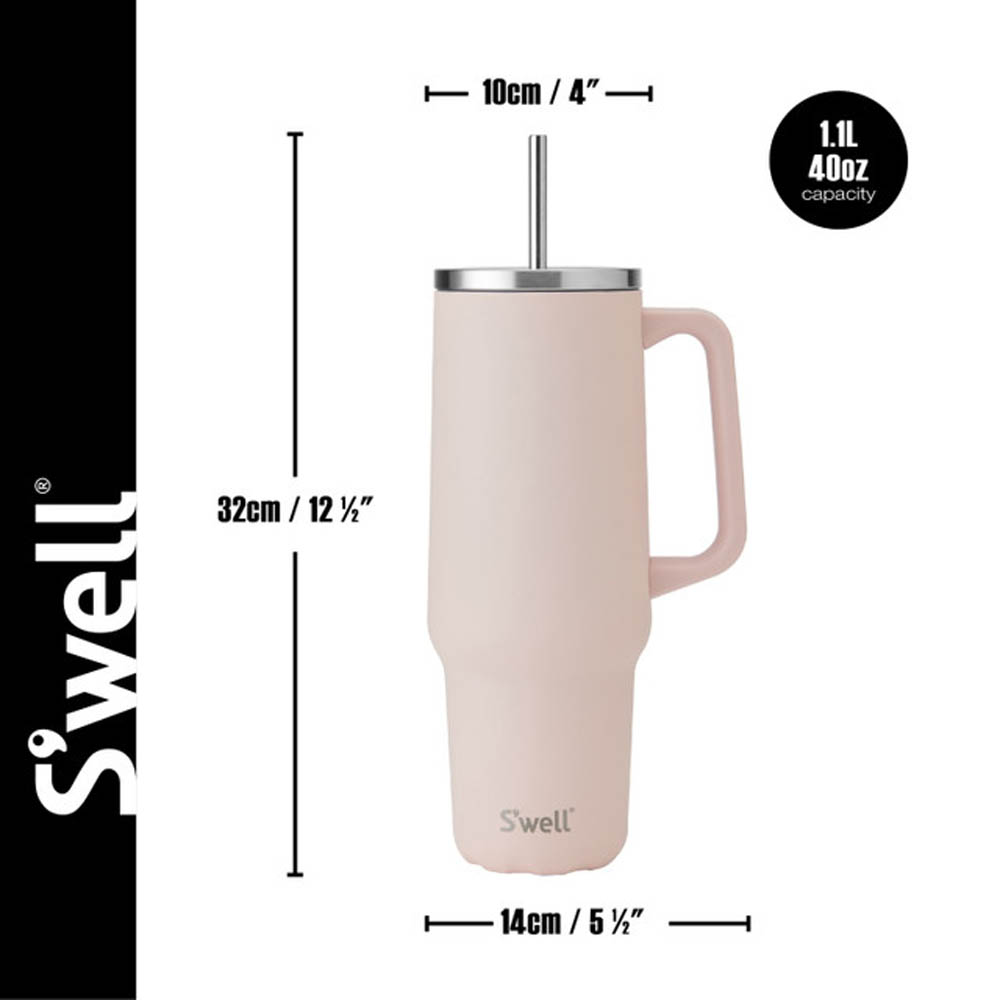 Tumbler XL Himalayan Salt – Duurzame Roestvrijstalen Thermosbeker | Houdt 50 uur Koud en 10 uur Warm | Rietje , BPA & BPS vrij, 1180ml - S'well