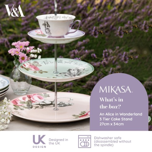 Mikasa x V&A Alice in Wonderland Fine China Tea Cup Cake Stand