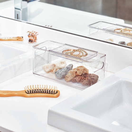 Haaraccessoires Opbergbox, 25 x 10 x 10 cm, Kunststof, Transparant - iDesign | The Home Edit