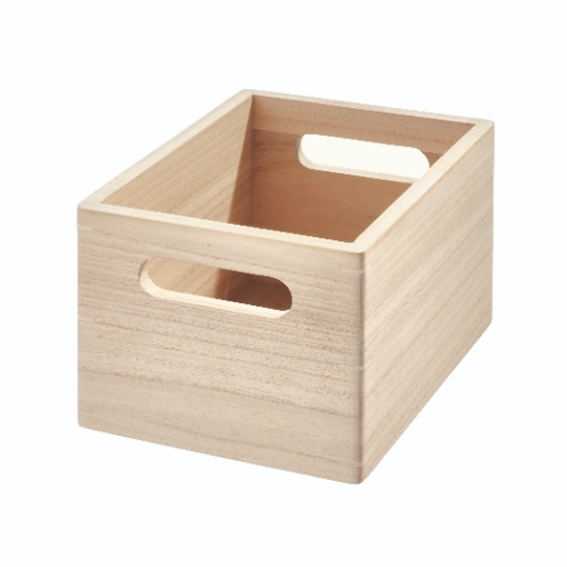 Opbergbox met Handgrepen, 19 x 25.5 x 15 cm, Paulownia Hout, Beige - iDesign | The Home Edit
