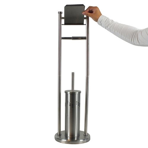 Swing Toiletrol en wc-borstel Houder - Zilver - Kela