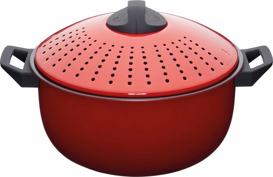 Pastapan, 25.5 CM, 4 L, Carbonstaal, Non-Stick, Rood - KitchenCraft | World of Flavours