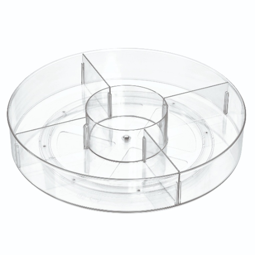 Lazy Susan Draaiplateau met Vakken, 45.7 cm, Kunststof, Transparant - iDesign | The Home Edit