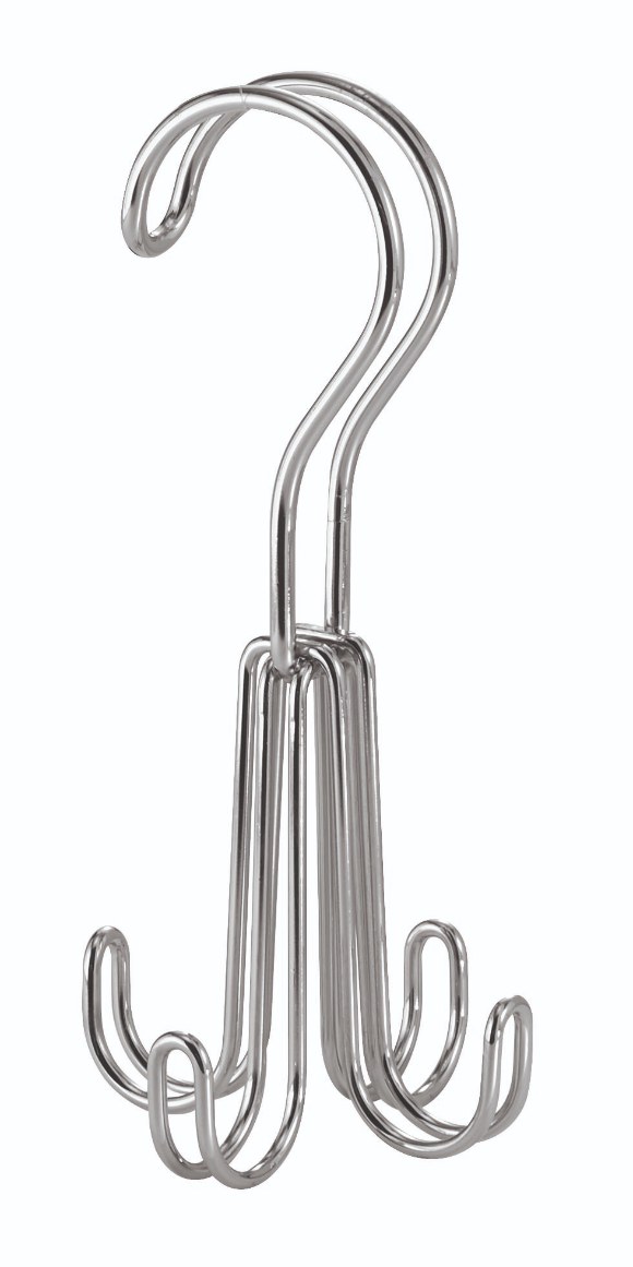 Kledinghaak met 4 Haken, 9.5 x 2 x 16 cm, RVS, Zilver - iDesign | Classico