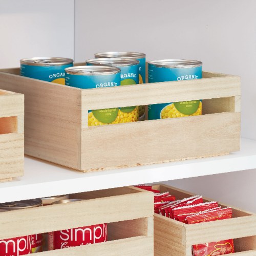 Opbergbox met Handvat, 25.4 x 25.4 x 10.5 cm, Paulownia Hout - iDesign | Eco Wood