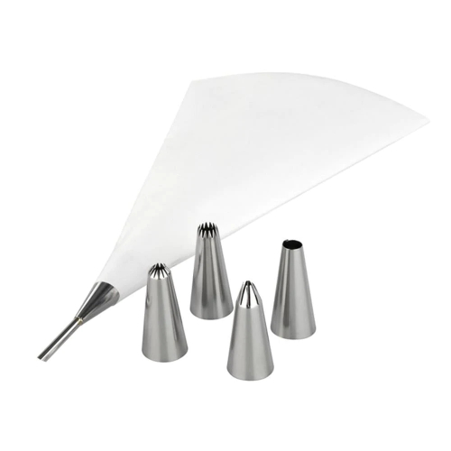 Icing Set, met 6 Spuitmondjes, Kunststof, Zilver - Tala
