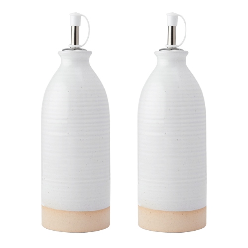 KitchenCraft Idilica Stoneware Oil and Vinegar Set, Gift Boxed