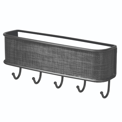 Sleutelrek met Opbergvak, 26.9 x 6.4 x 22.9 cm, RVS, Zwart - iDesign | Twillo