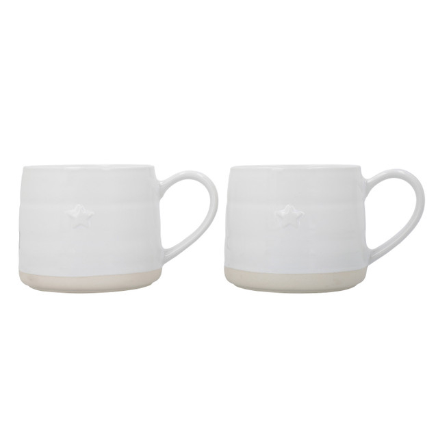 Mikasa Stoneware 2pc 380ml Cosy Mugs, Star, Gift boxed
