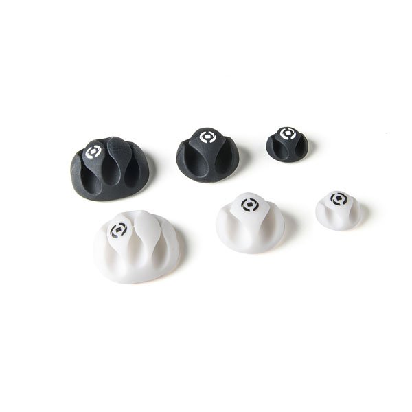 6-delige Set kabelhouders, Zwart/Wit - Kunststof - Celly