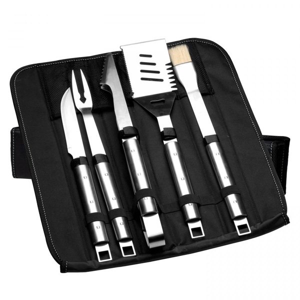Zesdelige barbecueset met vouwtas, Zilver - Roestvrij staal - BergHOFF|Essentials Line