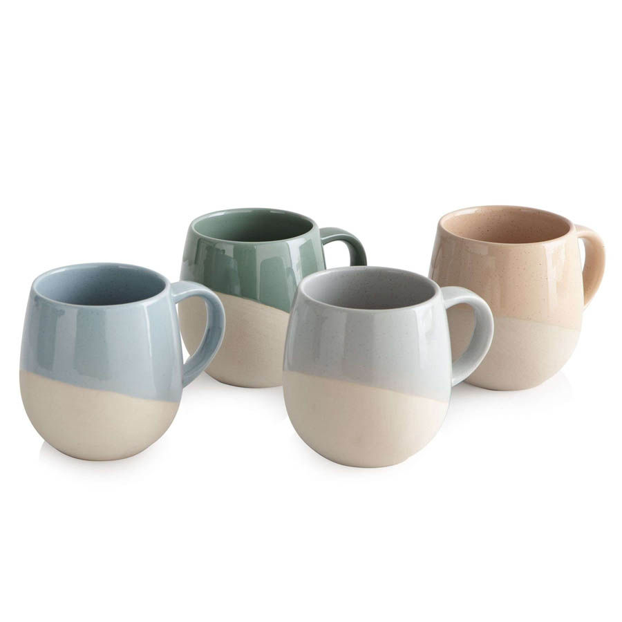 Beker, Mok, Set van 4 Stuks, 0.49 L, Kleur Gedipt, Keramiek - Barbary & Oak | Relic