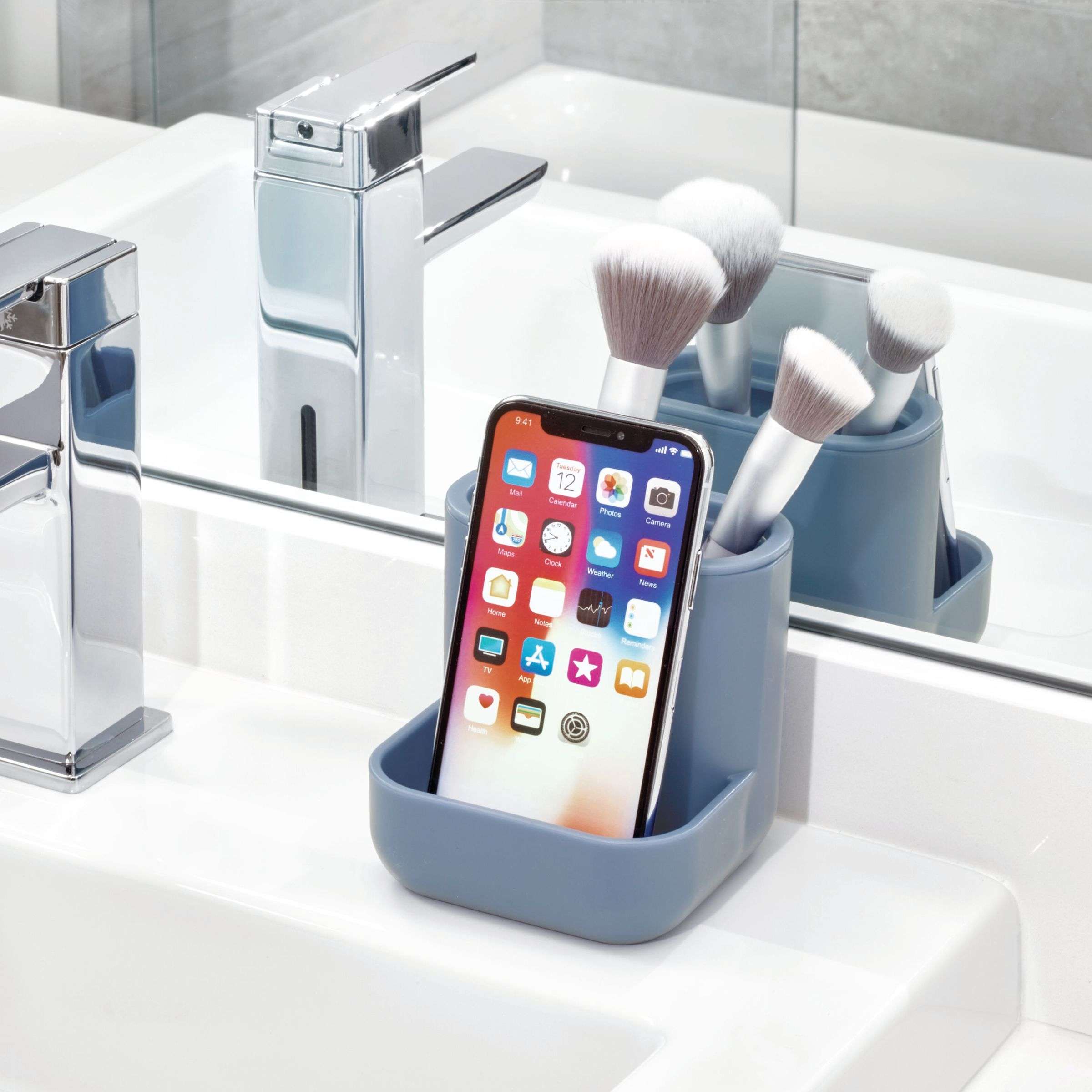 Badkamer Organizer, 3 Vakken, Kunststof, Blauw - iDesign | Cade