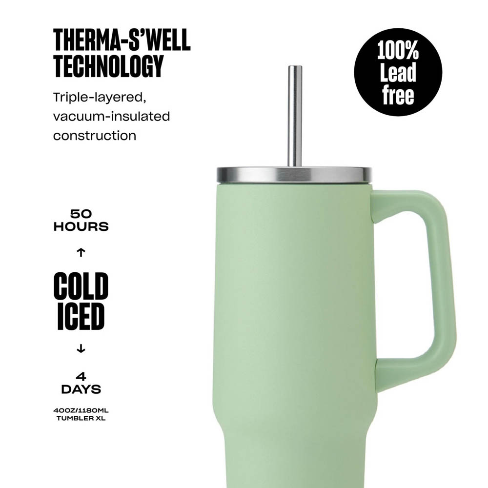 Tumbler XL Pistachio – Duurzame Roestvrijstalen Thermosbeker | Houdt 50 uur Koud en 10 uur Warm | Rietje , BPA & BPS vrij, 1180ml - S'well