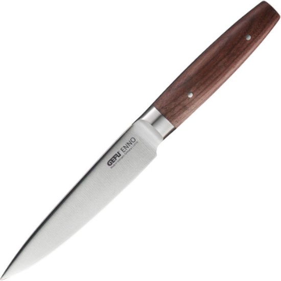 Universeel Mes, Glad, 13.5 cm, Staal, Walnoothout - GEFU | ENNO