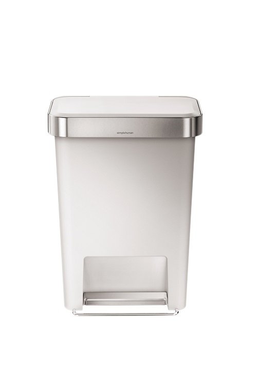 Afvalemmer Rectangular met Liner Pocket Kunststof 45 liter - Wit - Simplehuman