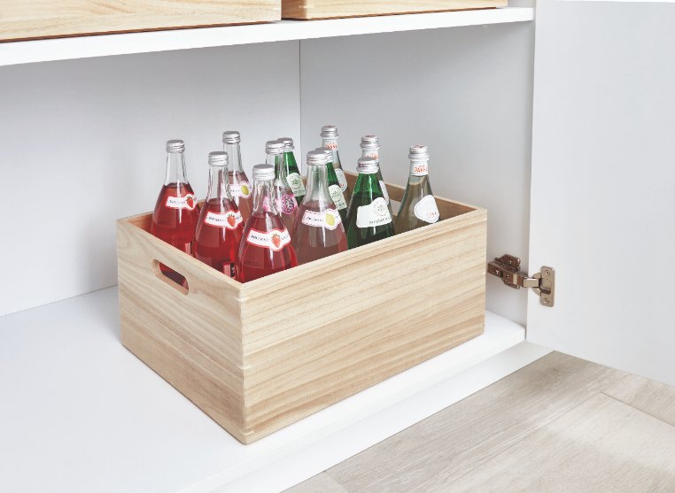 Opbergbox met Handgrepen, 38 x 46 x 20.5 cm, Paulownia Hout, Beige - iDesign | The Home Edit