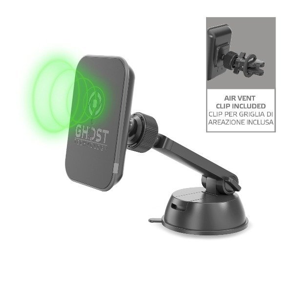 Ghost Charge Smartphonehouder met Draadloze Magnetische Oplader - Kunststof - Celly