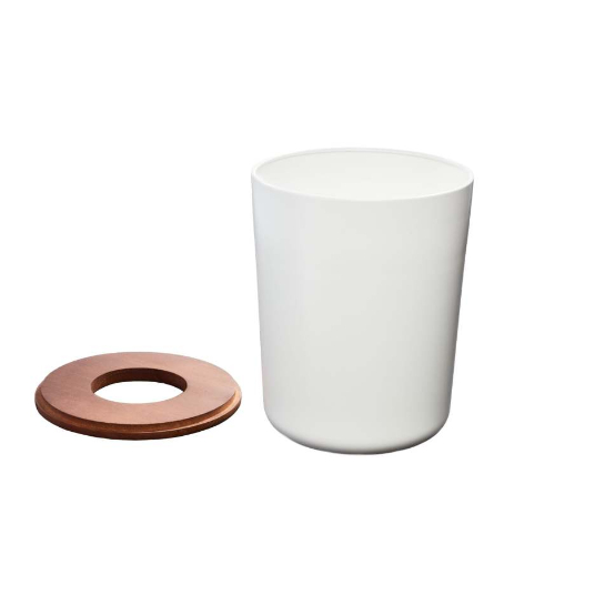 Afvalemmer, Staal/Hout - Kokoswit - iDesign | Eco Vanity