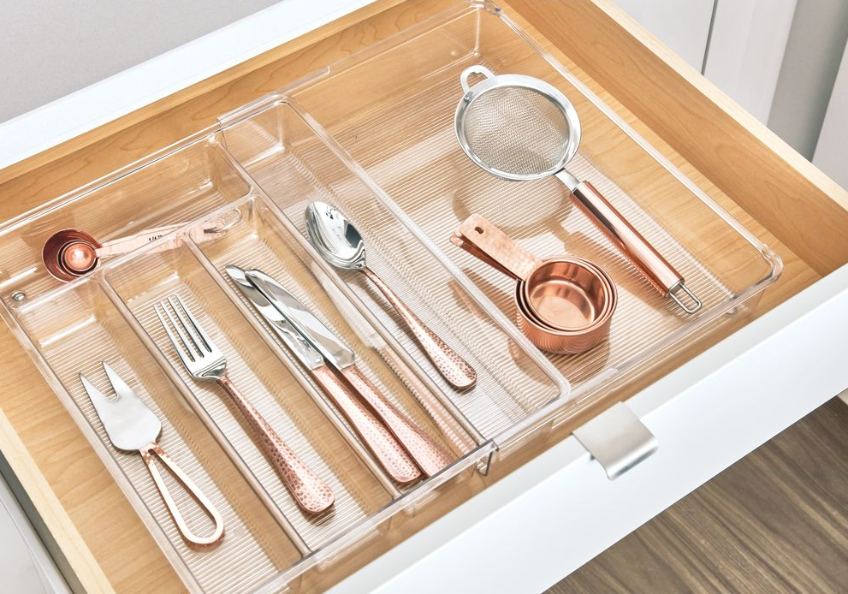 Lade Organizer, 5 Vakken, Uitschuifbaar 28.7 x 36.6 x 5.8 cm, Kunststof, Transparant - iDesign | Linus