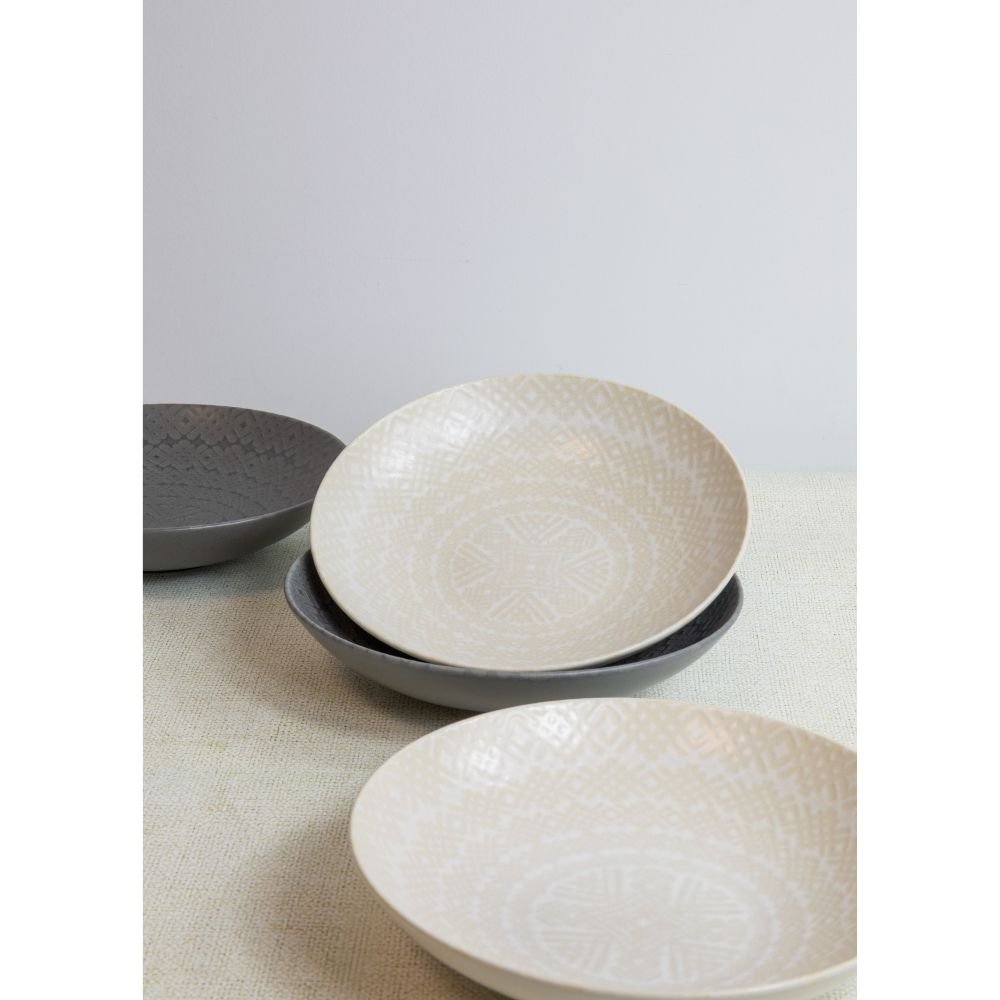 Pastakom, Set van 4 Stuks, 22 x 5 cm, Grijs en Zwart Reliëf - KitchenCraft