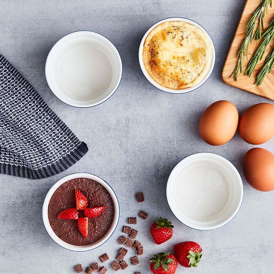 Ramekin, Ovenschaaltje, Set van 4 Stuks, ø 9 cm, Blauw, Keramiek - Barbary & Oak | Foundry