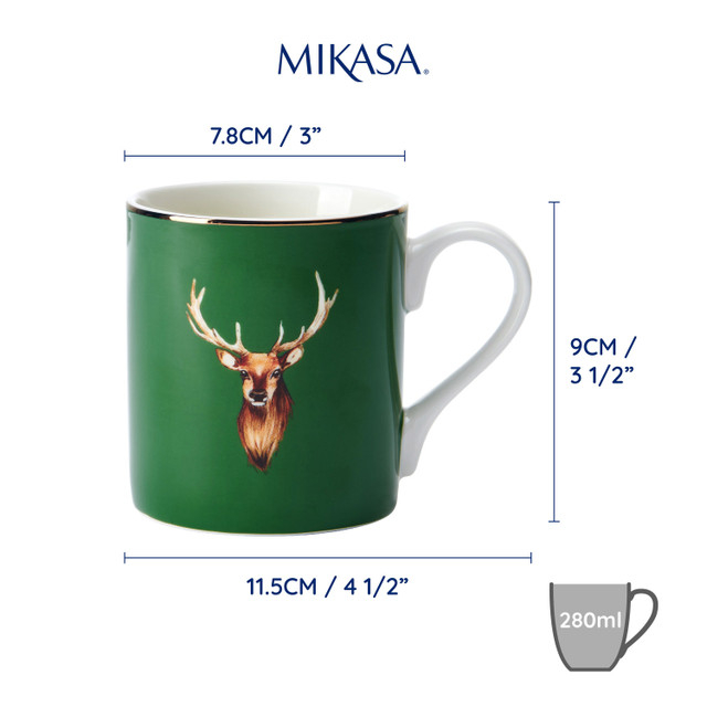 Mikasa Fine China 280ml Straight Sided Mug, Stag, Gift boxed