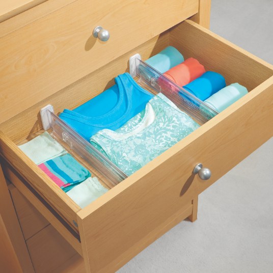 Ladeverdeler, Verstelbaar, Set van 2 Stuks, Kunststof, Transparant - iDesign | Linus