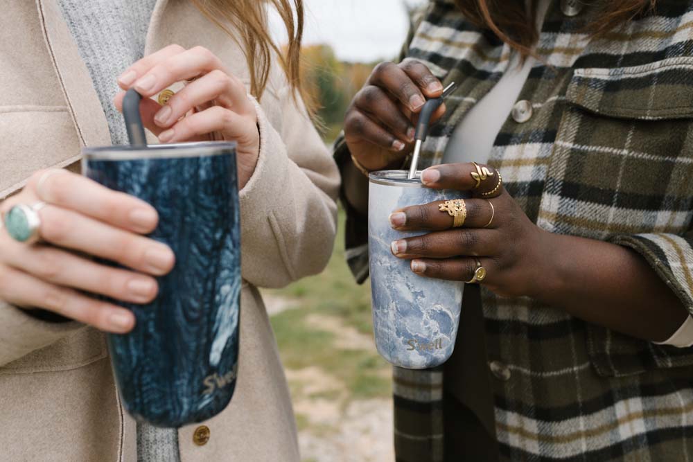 Thermosbeker - Azuriet Marmer - Koffiebeker - 530ml - Tumbler - Herbruikbaar - S'Well | Rose Agate