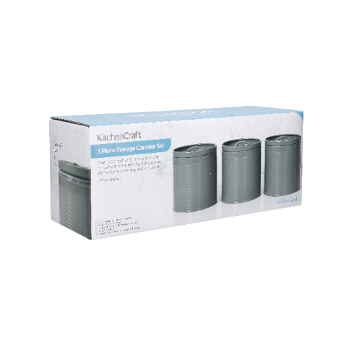 Voorraadbussen, Set van 3 Stuks, 1 L, Grijs - KitchenCraft