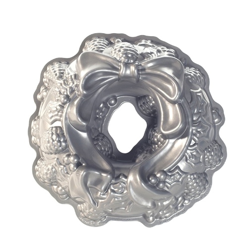 Tulband Bakvorm "Holiday Wreath Bundt Pan" - Nordic Ware | Sparkling Silver Holiday