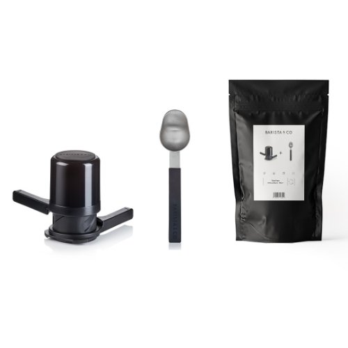 Twist Press Koffiezetter met Scoop Koffie Maatschep, Giftset, Zilver - Barista & Co