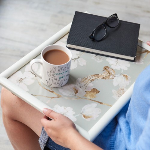 Laptray, Schoot Dienblad, Vogel, Duck Egg Blauw, 44 x 34 cm - Creative Tops