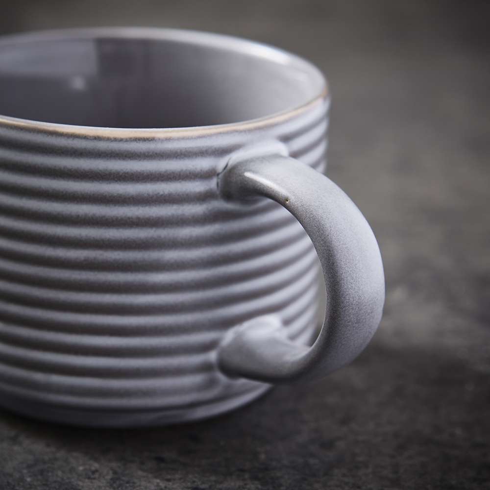 Beker, Mok, Set van 4 Stuks, 0.28 L, Stapelbaar, Rimpel Effect, Keramiek - Barbary & Oak | Totem