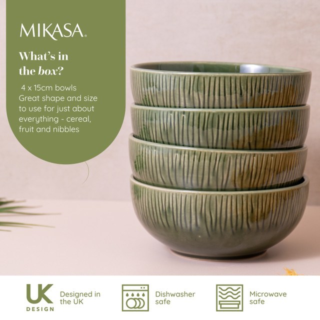 Mikasa Jardin 4pc Stoneware Cereal Bowl Set, 15cm, Gift boxed
