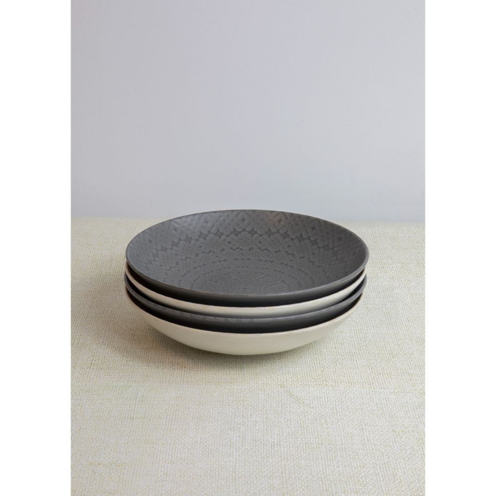 Pastakom, Set van 4 Stuks, 22 x 5 cm, Grijs en Zwart Reliëf - KitchenCraft