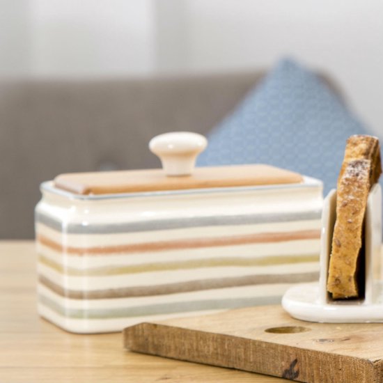 Botervloot met Deksel - Butter Dish - Keramiek - Gestreept - KitchenCraft | Classic Collection