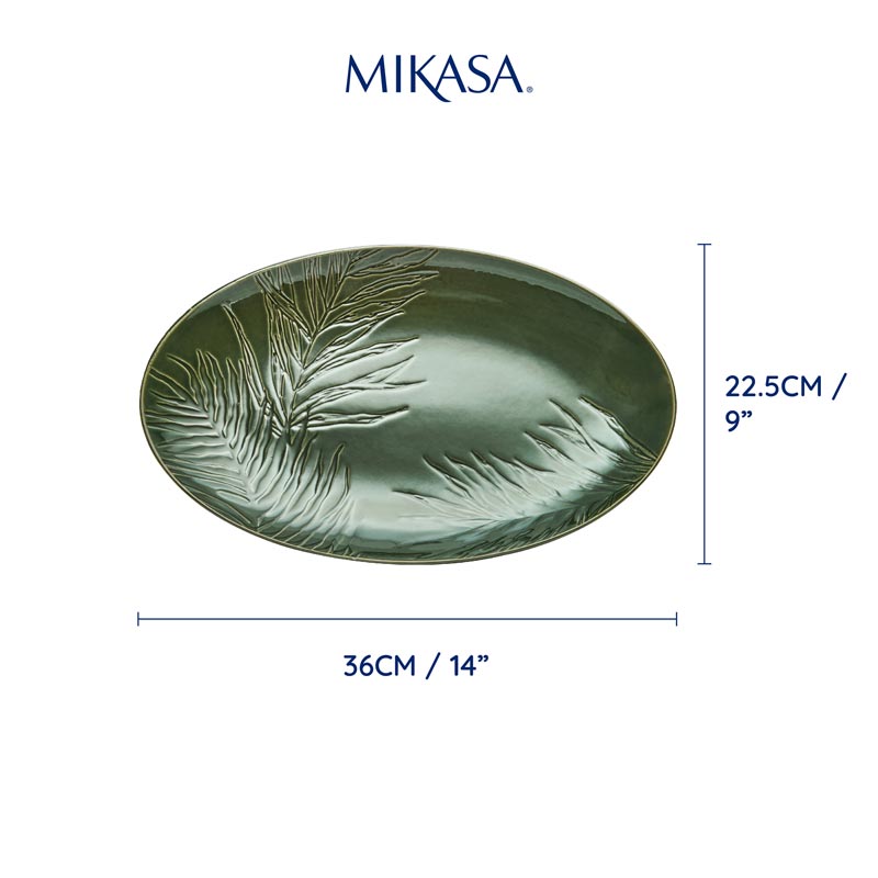 Mikasa Jardin Stoneware Oval Serving Platter, 36cm, Gift boxed