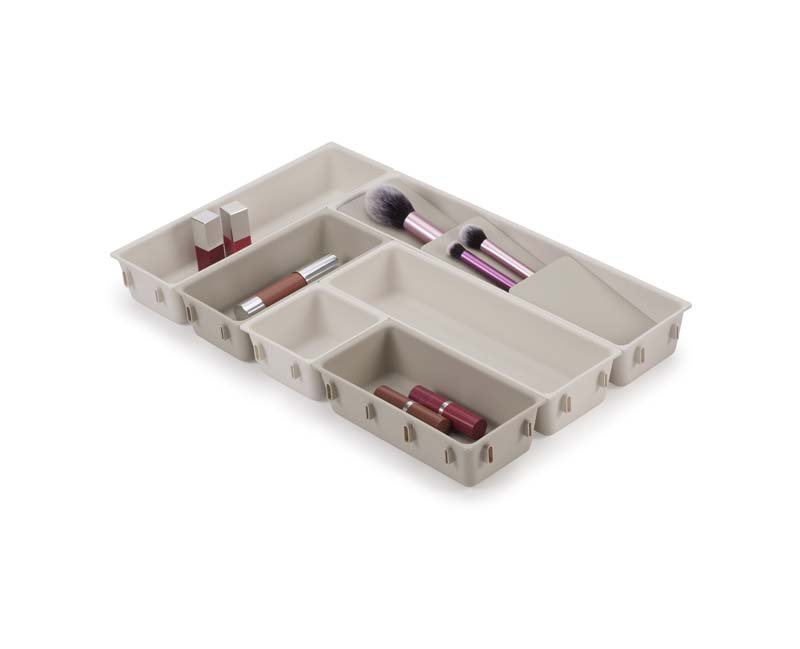 Lade Organizer voor Make-Up, 26.8 x 44.2 x 5 CM, 7-delige set, Kunststof, Creme - Joseph Joseph | Viva