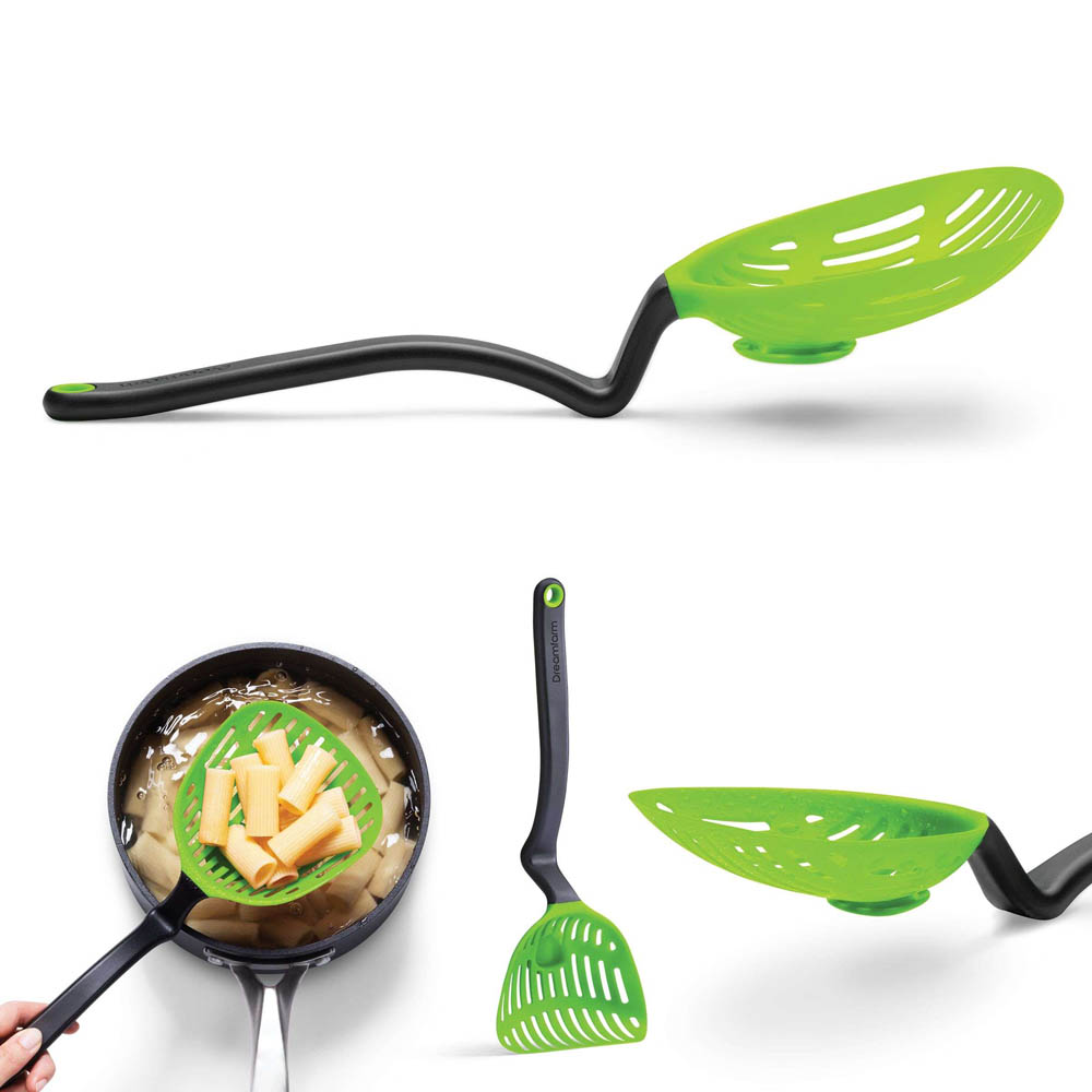 Schuimspaan Big Lestrain Lepel, Groen - Lepel met vergiet - 38,5cm - Kunststof | Dreamfarm