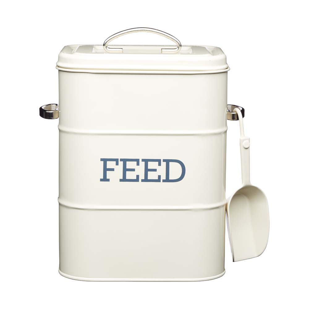 Voerbus met metalen schep - Vintage - Nostaligsche voercontainer - Voeropslag - Staal - KitchenCraft | Living Nostalgia