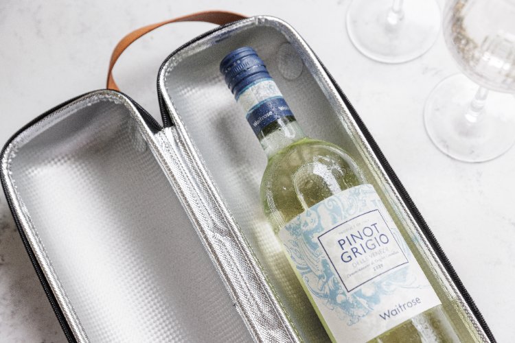 Wijnfles Drager, Nylon, Kunstleer, Grijs - BarCraft