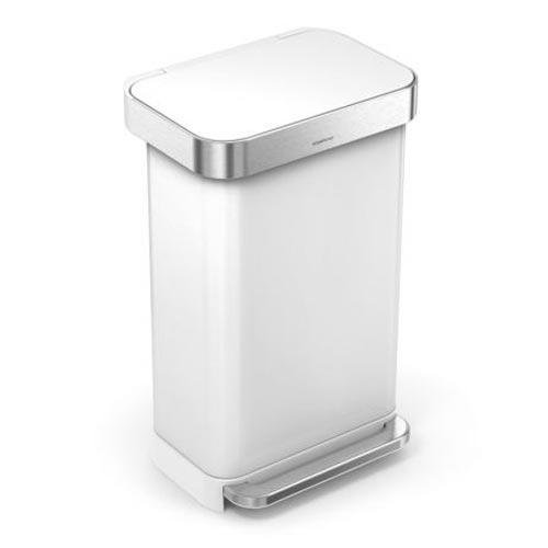 Afvalemmer RVS met liner pocket, 45 liter, wit - Simplehuman